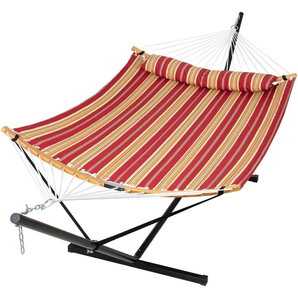 2-person Outdoor Hammock with Stand & Pillow