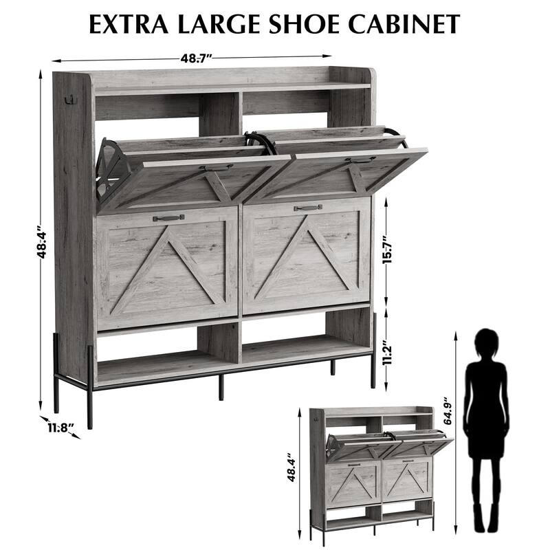 Shoe Cabinet with 4 Flip Drawer - 4 Flip Drawers