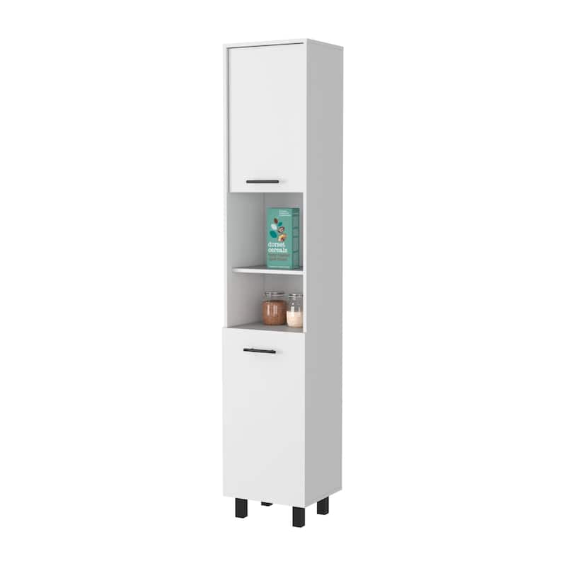 Sheffield 2-Door Pantry Cabinet, with Two 2-Cabinet Spaces and Two Open Shelves