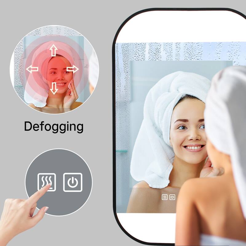 24" x 36" Rectangle Metal Frame LED Anti-fog Bathroom Wall Mirror