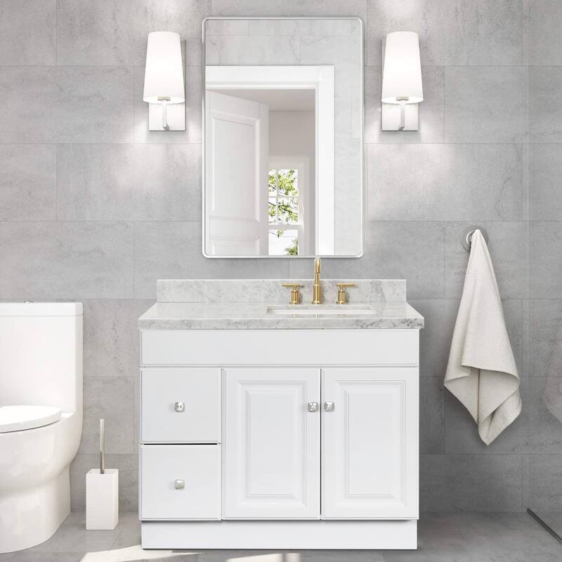 PROOX Bath Cultured Marble Vanity Top Undermount Rectangle Sink Backsplash Included