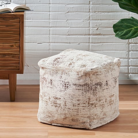 Colane Hand-Loomed Boho Fabric Cube Pouf by Christopher Knight Home