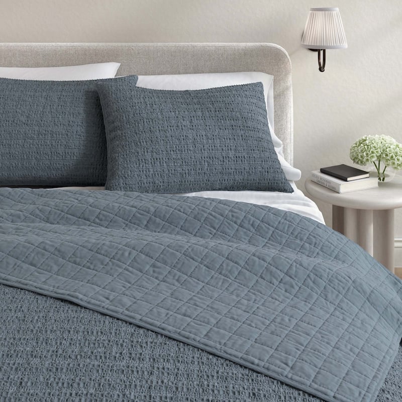 Linery & Co. Cotton Honeycomb Waffle Garment Washed Quilt Set