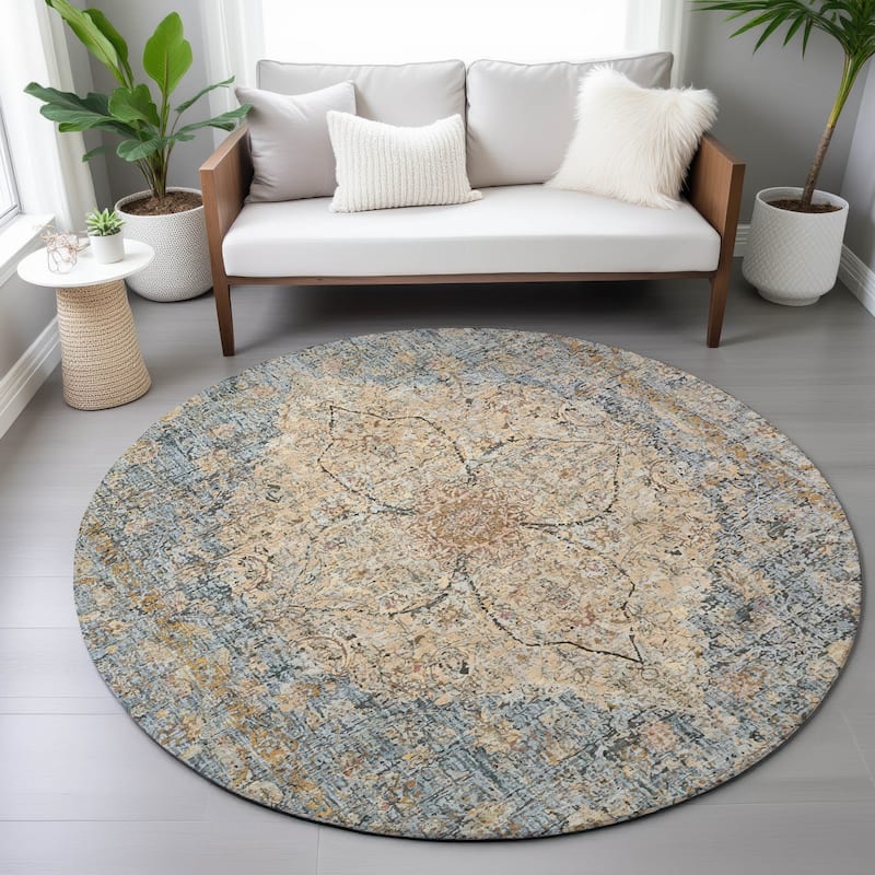 Machine Washable Indoor/Outdoor Traditional Global Chantille Rug