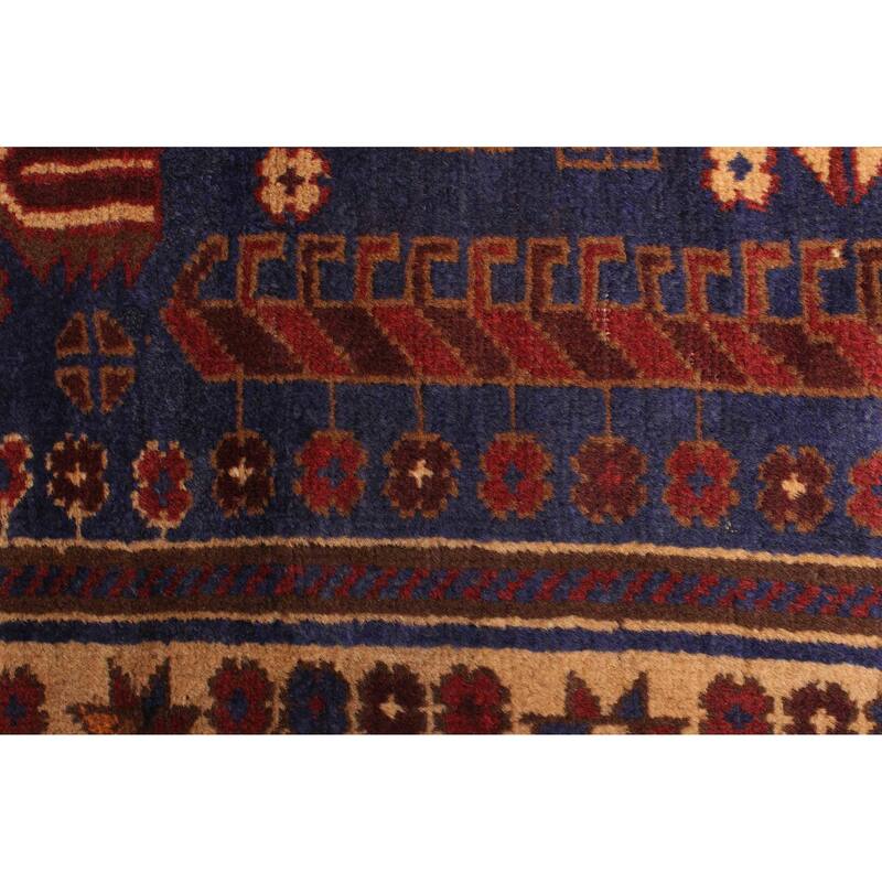 ECARPETGALLERY Hand-knotted Teimani Dark Navy Wool Rug - 3'1 x 4'6