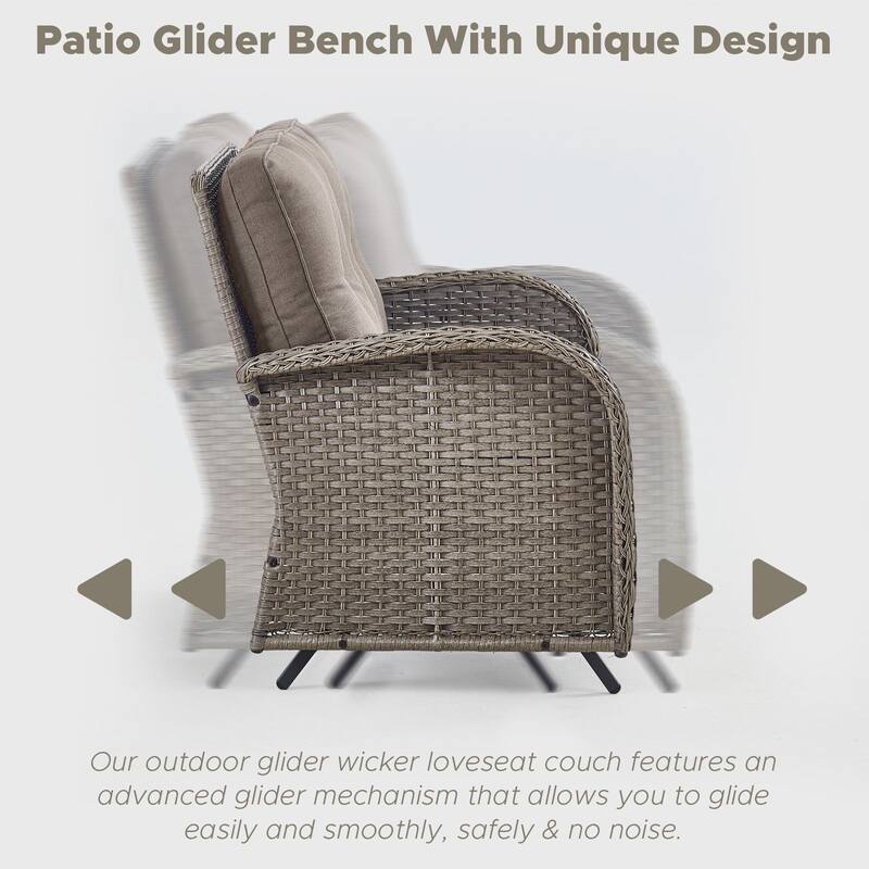 Outdoor Glider Sofa with Swivel Chair Grey-Grey - Grey