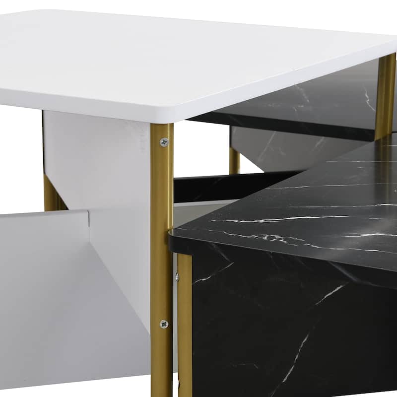 Modern Nesting Coffee Tables Set of 4 -Mid Square Living Room Table, Free Adjustable Shape,Versatile and Accent Furniture
