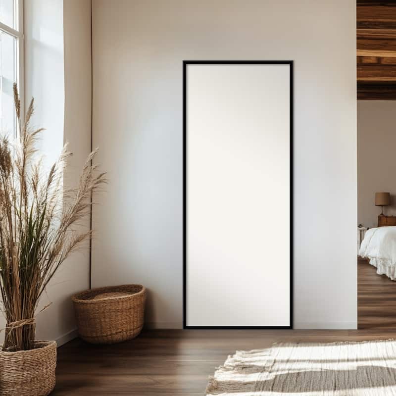Incline Non-Beveled Wood Framed Full-Length Floor Leaner Mirror