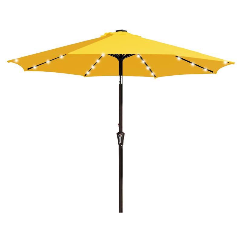 10ft Patio Market Umbrella with LED Lights,Crank & Tilt