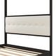 preview thumbnail 8 of 6, King Size Wooden Canopy Platform Bed with Upholstered Headboard