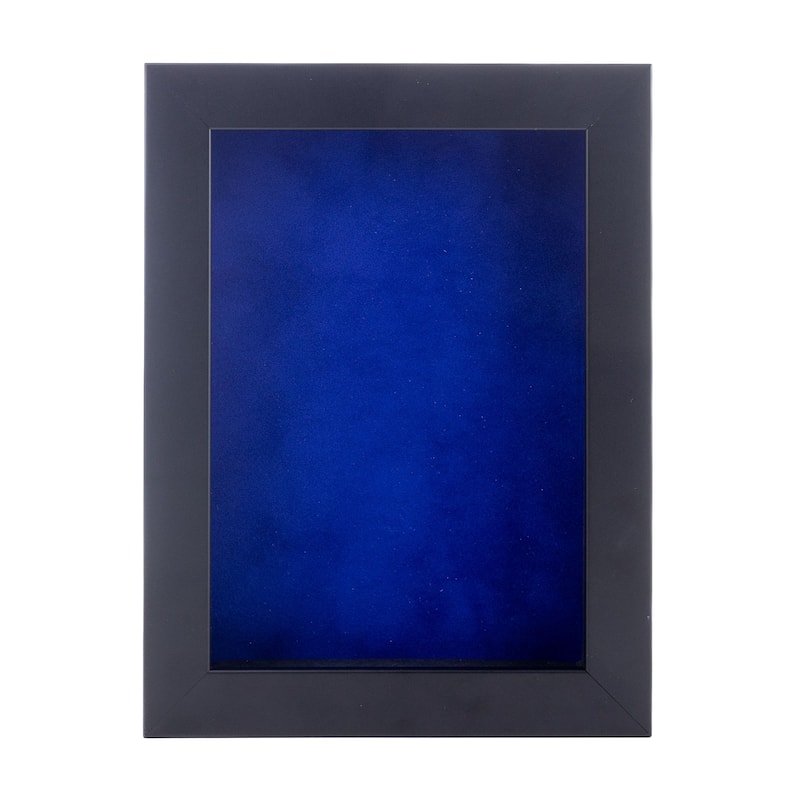 11x14 Shadow Box Frame Black Wood | With a 3/4" Usable Display Depth | Includes a Royal Blue Real Suede Texture Acid-Free