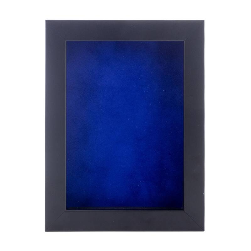 18x24 Shadow Box Frame Black Wood | With a 3/4" Usable Display Depth | Includes a Royal Blue Real Suede Texture Acid-Free