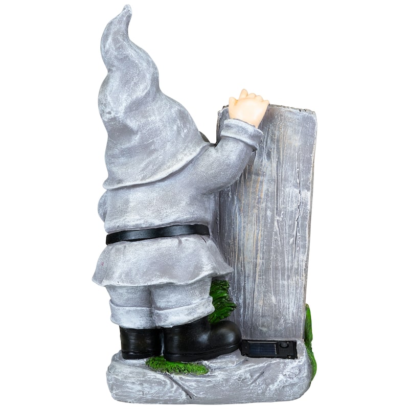 LED Solar Lighted Gnome Welcome Outdoor Garden Statue - 15.5"