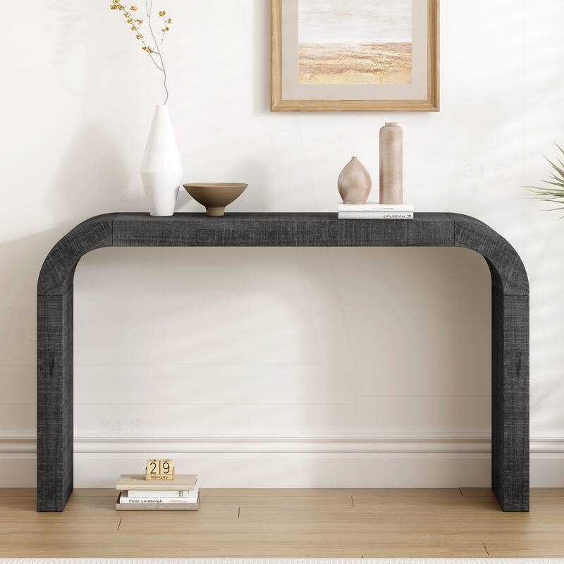 Exquisite 52" Wood Console Table with Curved Edge for Home Decor - Black