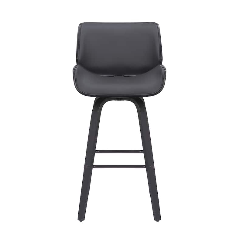 HomeRoots 30" Gray and Black Faux Leather and Iron Bar Height Swivel Bar Chair - 20 x 42 x 20