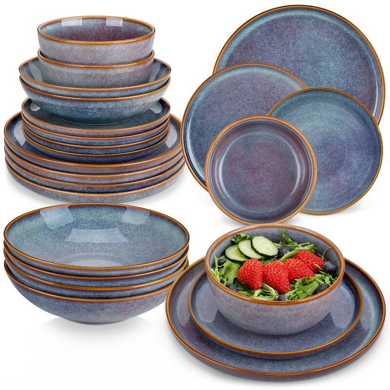 Vancasso PLAYA 18/24-Piece Stoneware Dinnerware Set Service for 6 - Grayish Blue - 24 Piece