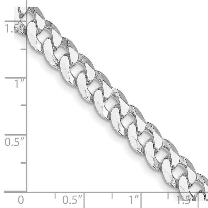 Curata 925 Sterling Silver Rhodium 7mm Beveled Curb Chain Necklace for Men