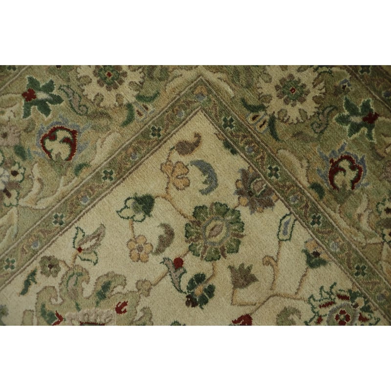 Hand Knotted Oriental 100% Wool Carpet Traditional All-Over Beige & Ivories Ziegler Area Rug - 8' 11'' X 6' 1''