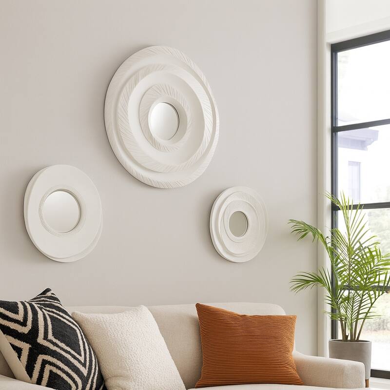 Resin Convex Round Mirror Set of 3 - Gray, 15", 17" - 25.0" - 25.0" - Grey