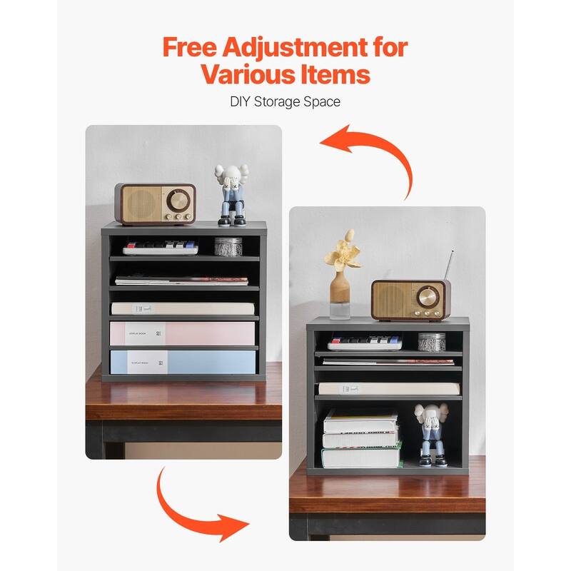 5 Compartments Office Literature Organizers Mailbox with Adjustable and Removable Shelves