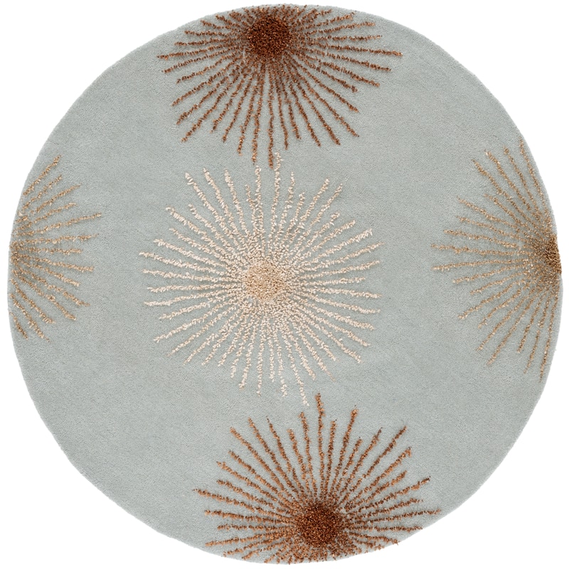 SAFAVIEH Handmade Soho Sade New Zealand Wool Rug - 8' Round - Light Blue/Multi