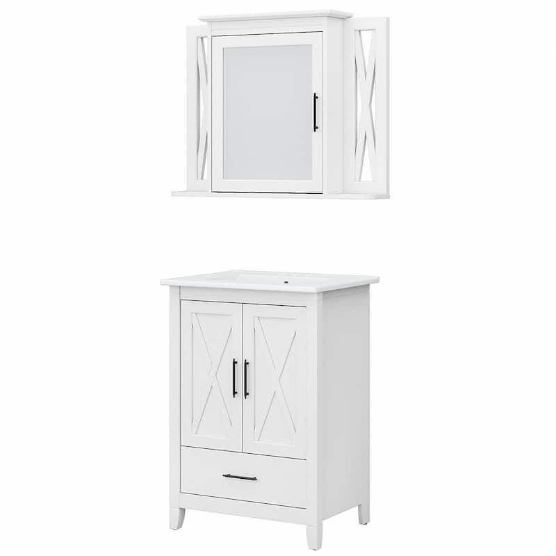 Key West 24W Bathroom Vanity Sink with Mirror by Bush Furniture