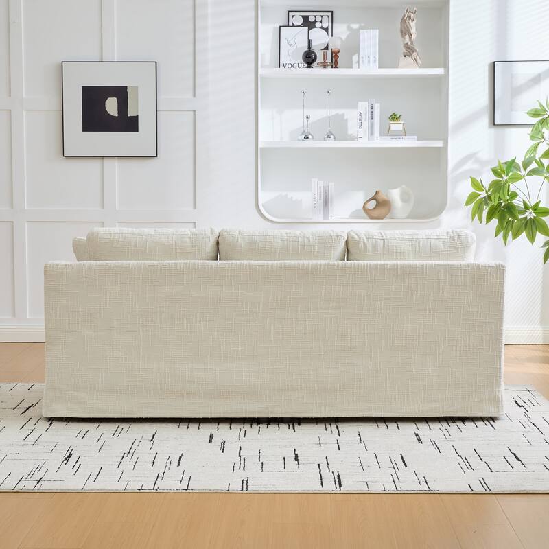 Oversized Chenille Upholstered 3 Seater Sofa, Deep Seat Sofa with Pillows, Lounge Sofa with Removable Upholstery Cover