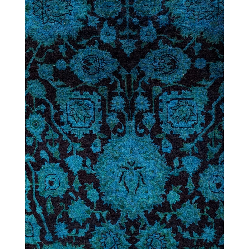 Fine Vibrance One-of-a-Kind Hand-Knotted Runner Rug - Blue, 6' 3" x 12' 6" - 6' 3" x 12' 6"