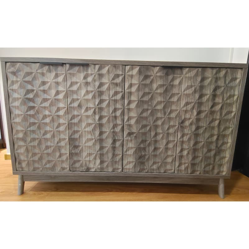 Modern Style Buffet Cabinet,Sideboard Buffet Cabinet With Storage,Storage Cabinet with 4 Diamond-shaped relief Doors