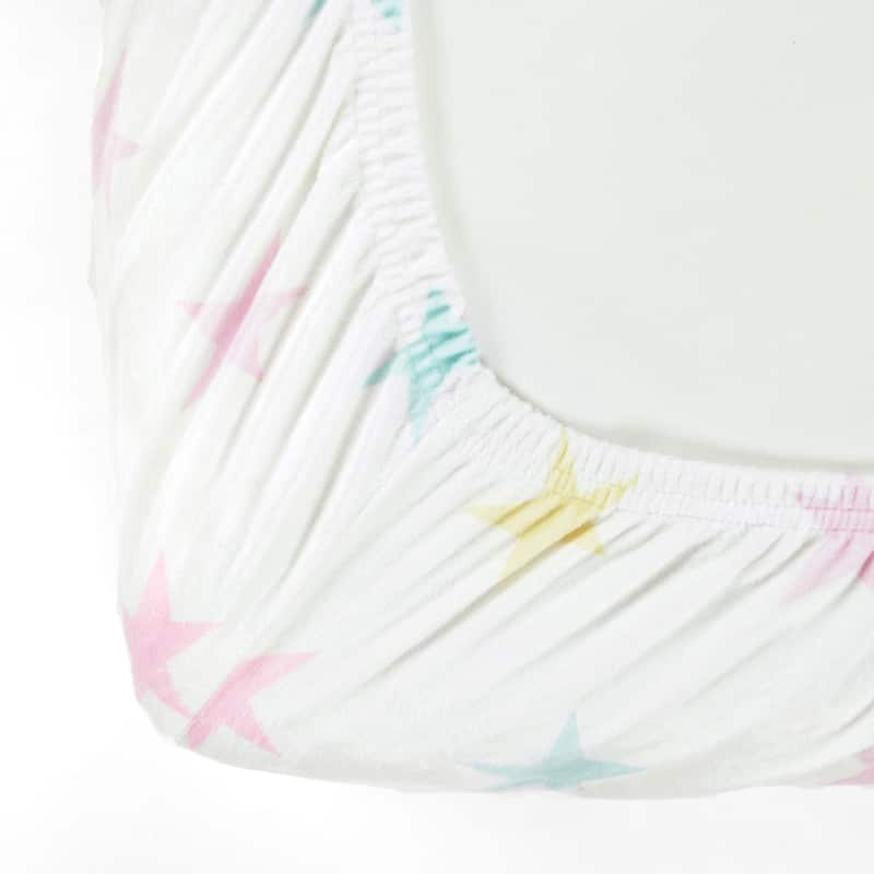 Lush Decor Baby Rainbow Allover Stars Soft & Plush Fitted Crib Sheet - 52"x 28" x 9"