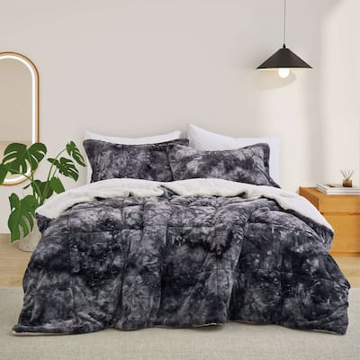 3-Piece Reversible Plush Sherpa Down Alternative Comforter Set