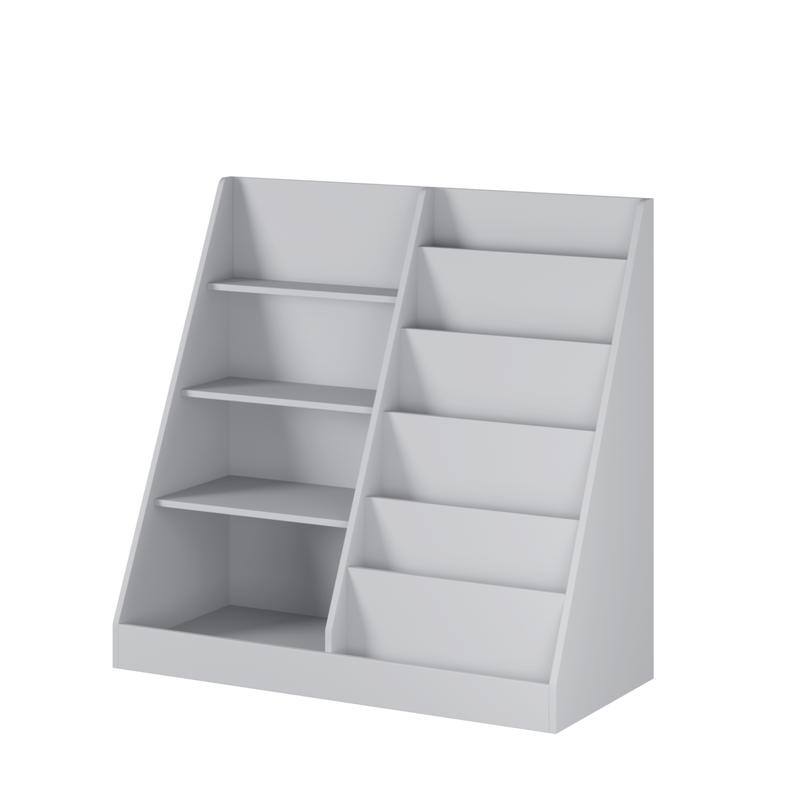 4-Tier Wooden Kids Bookshelf & Toy Organizer with Storage Bin, Modern Display Bookcase for Nursery Playroom