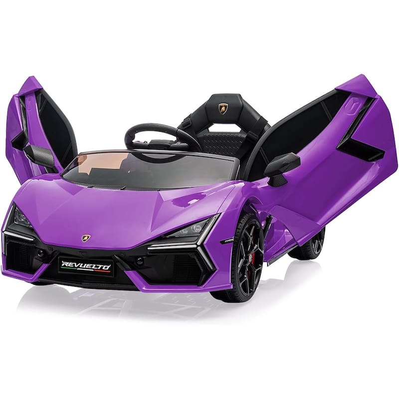 12V Kids Ride On Car, Licensed Lamborghini Revuelto Electric Car for Kids - Purple