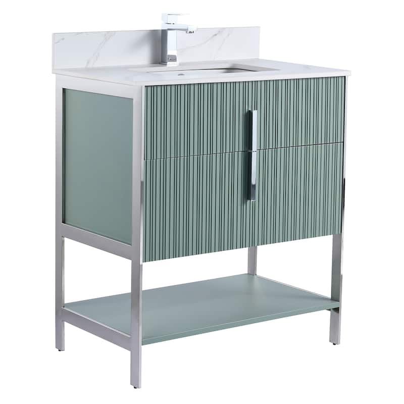Fine Fixtures Serenity Modern Bathroom Vanity with White Carrara Stone Top