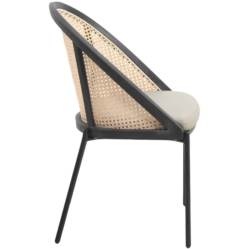 Urbane Modern Stylish Dining Chair with Vinyl Fabric Seat and Wicker Back for Dining Room & Kitchen, Set of 2