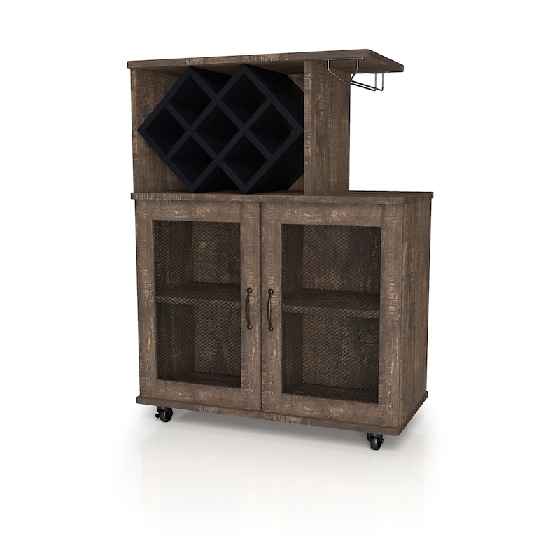 Laut Rustic Oak 4-Shelf Mini Bar with Wine Rack by Furniture of America
