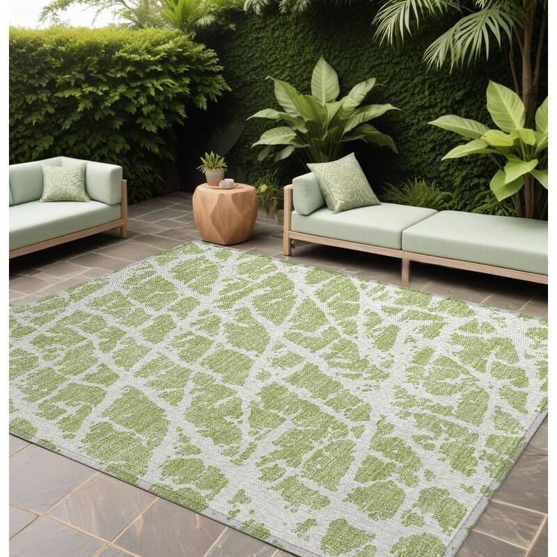 Tami Artistic Abstract Weather Resistant Timeless Fusion Round Outdoor Rug - 9' X 12' - Multi