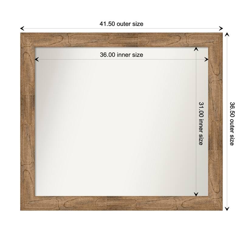 Owl Brown Framed Non-Beveled Custom Wall Mirror, Bathroom Vanity Mirror - Outer Size: 41.5 x 36.5