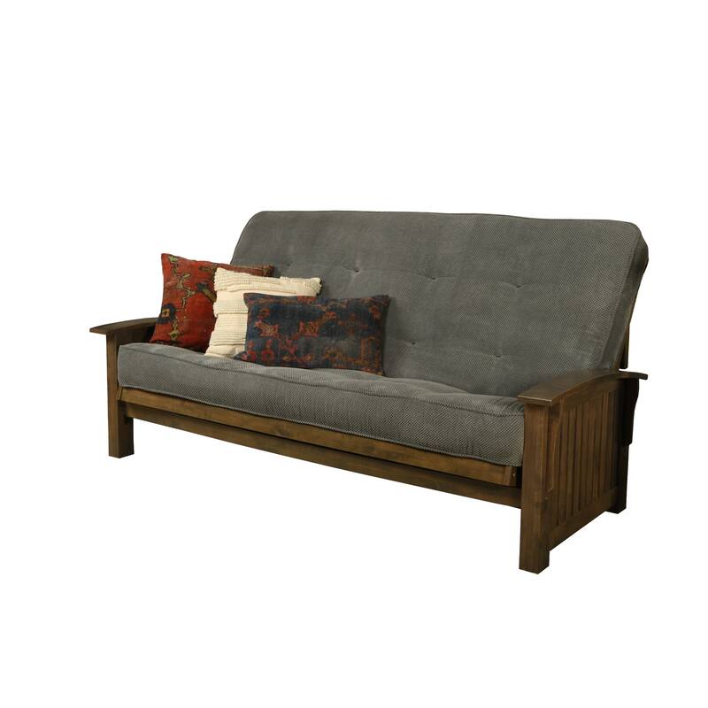 Somette Washington Queen-size Futon Set in Rustic Walnut Finish with Marmont Mattress - Marmont Thunder