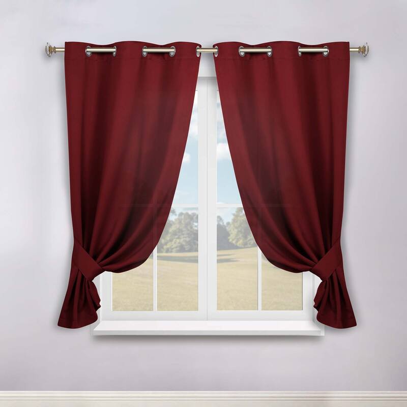 Superior Solid Machine Washable Room Darkening Grommet Blackout Curtains, Set of 2