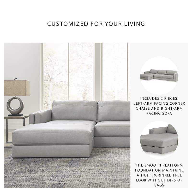 Signature Design by Ashley Amiata Gray 2-Piece Sectional with Chaise - 137"W x 68"D x 33"H