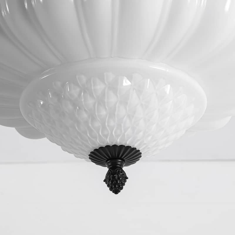 12.6" Modern Coastal Schoolhouse Semi-Flush Mount Ceiling Light with Milk Textured Glass for Bedroom, Kitchen, Entryways