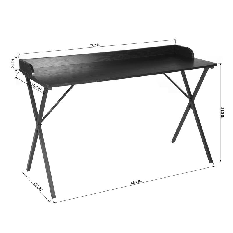 Homy Casa Modern Black Computer Desk, Metal Legs Office Writing Table
