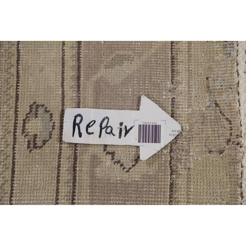 Hand Knotted Oriental 100% Wool Carpet Traditional Floral Beige & Ivories Tabriz Area Rug - 8' 9'' X 6' 0''