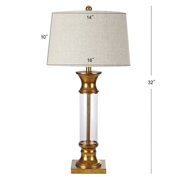 dimension image slide 2 of 3, JONATHAN Y Stevens 32" Metal/Glass LED Table Lamp, Bronze (Set of 2)