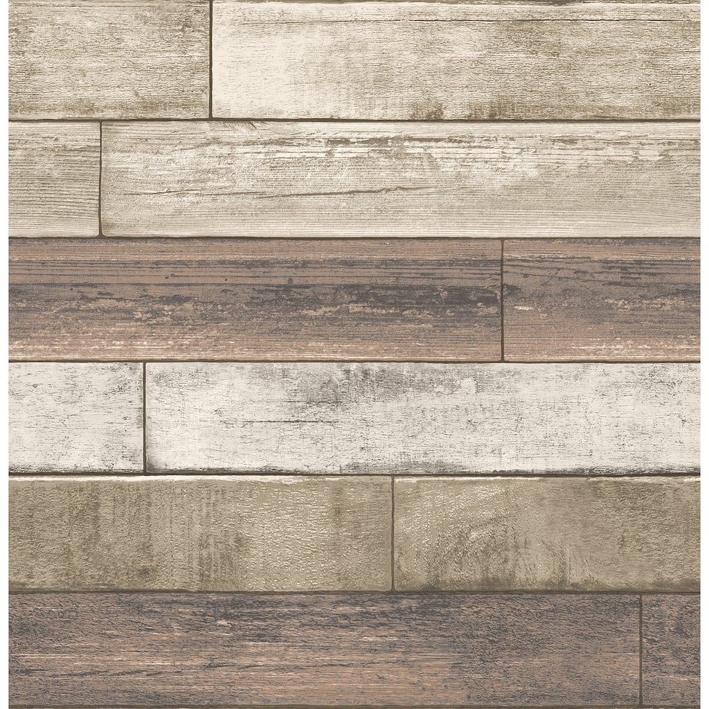 A-Street Prints Porter Coffee Weathered Plank Wallpaper