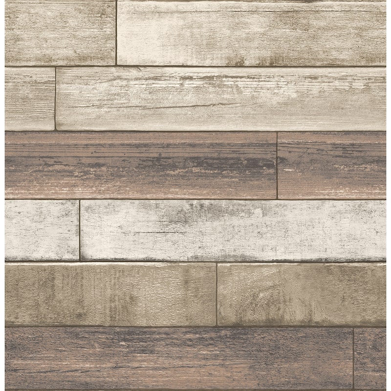 A-Street Prints Porter Coffee Weathered Plank Wallpaper