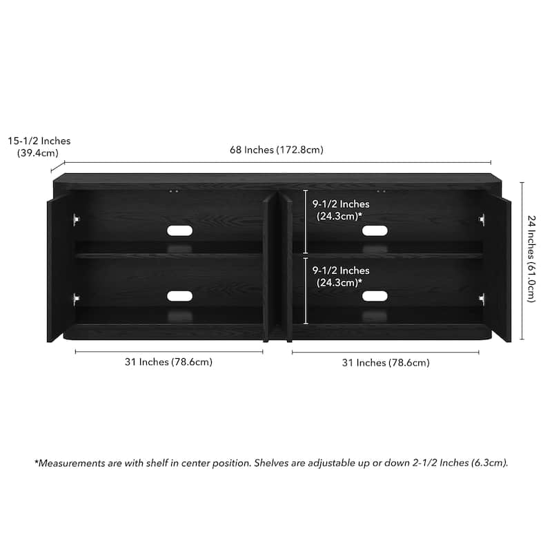 Easton Rectangular Fluted TV Stand for TV's up to 75" - 68" Wide