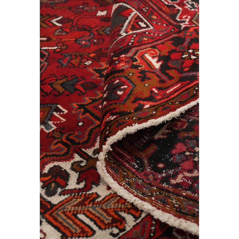 Hand Knotted Oriental 100% Wool Carpet Traditional Medallion Red Heriz Area Rug - 9' 9'' X 7' 1''
