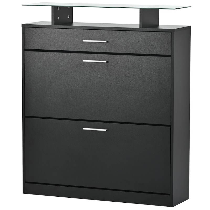 Modern Shoe Storage Cabinet with Adjustable Shelves and Flip Drawers for Hallway